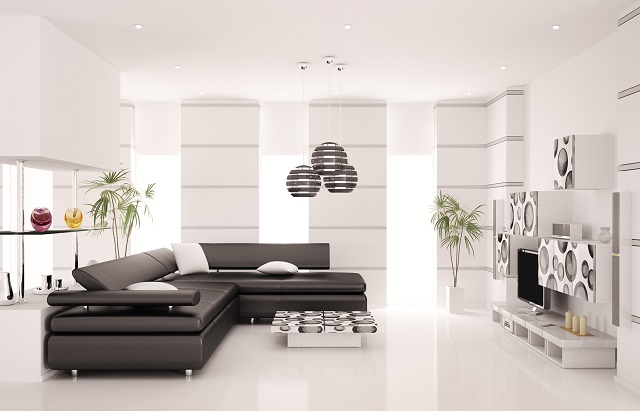 Modern living room interior 3d render